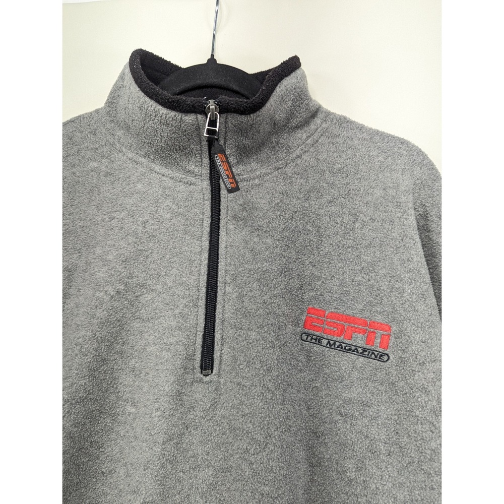 ESPN The Magazine Gray Fleece Pullover Sweater X-Large 1/4 Zip Long Sleeve - Picture 8 of 9